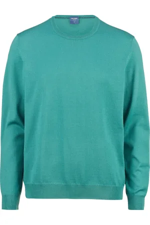 OLYMP Casual Modern Fit Trui ronde hals grijs-groen, Effen