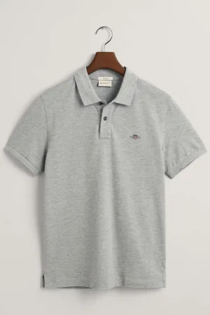 GANT Slim Fit Polo shirt Korte mouw grijs