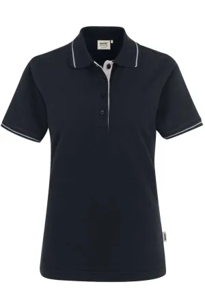 HAKRO 203 Regular Fit Dames Poloshirt zwart/zilver, Tweekleurig