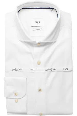 ETERNA 1863 Soft Tailoring Slim Fit Jersey shirt wit, Effen