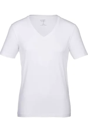 OLYMP Level Five Body Fit T-Shirt V-hals wit, Effen