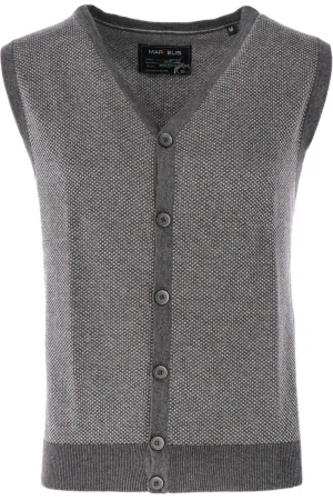 Marvelis Casual Modern Fit Gebreid vest antraciet, Melange
