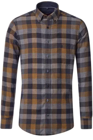 Casa Moda Casual Fit Overhemd geel, Ruit