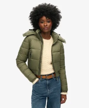 Superdry Vrouwen Korte Fuji jas met Capuchon Groen