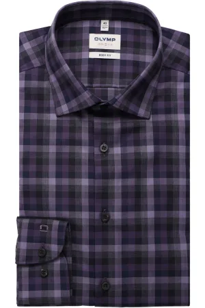 OLYMP Level Five Body Fit Overhemd paars, Ruit