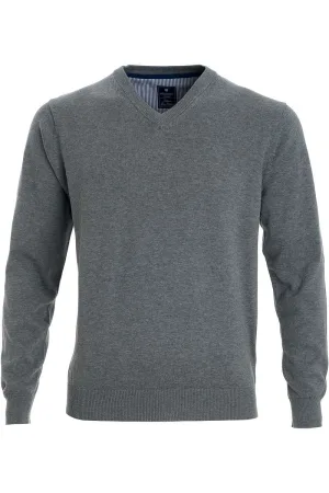 Redmond Trui V-halsgrijs, Effen