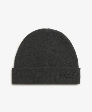Superdry Mannen Essential Logo Gebreide Beanie Donkergrijs