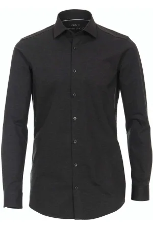 Venti Jerseyflex Body Fit Jersey shirt donkergrijs, Effen