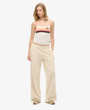 Superdry Vrouwen Wash Joggingbroek met Wijde Pijpen Crème