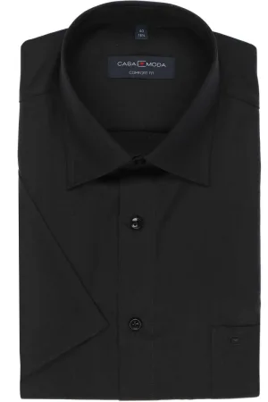 Casa Moda Comfort Fit Overhemd Korte mouw zwart
