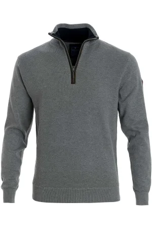 Redmond Half-Zip Sweater grijs, Effen