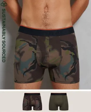 Superdry Mannen Duopak Classic Boxers van Biologisch Katoen Khaki