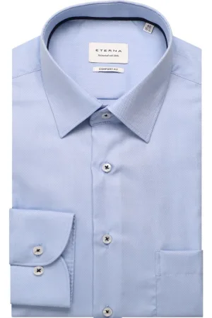 ETERNA Comfort Fit Overhemd lichtblauw, Gestructureerd