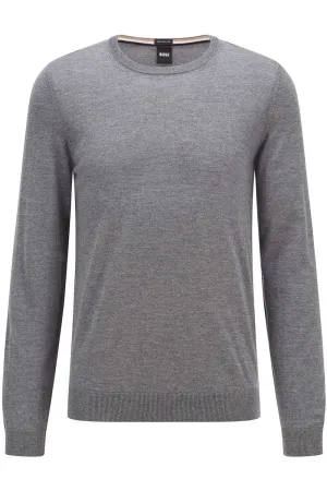 BOSS Slim Fit Trui grijs, Effen