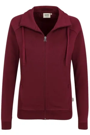 HAKRO Regular Fit Dames Sweatjacket wijnrood, Effen