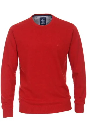 Redmond Casual Regular Fit Trui ronde hals rood, Effen