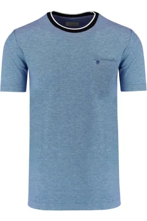 Pierre Cardin Tailored Fit T-Shirt ronde hals blauw, Effen