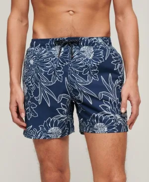 Superdry Mannen Gerecyclede Zwemshort met Print – 38 cm Blauw