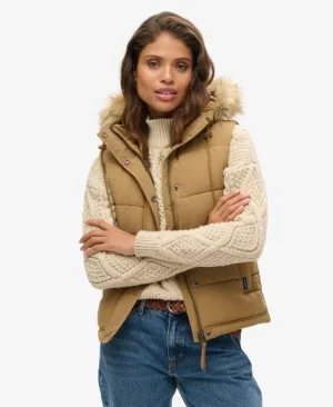 Superdry Vrouwen Everest Bodywarmer van Imitatiebont Bruin