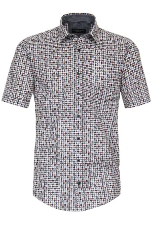 Casa Moda Casual Casual Fit Overhemd Korte mouw antraciet