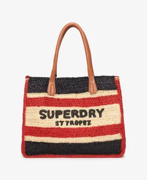 Superdry Vrouwen Luxe Draagtas van Raffia Blauw