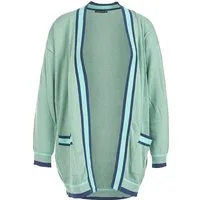 River Woods Long Cardigan Ls Tricolor Str Pistache