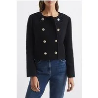 Reiss Esmie-cropped Cropped Jacket Black