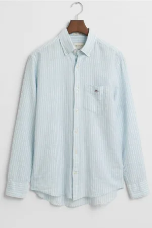 GANT Linnen Overhemd lichtblauw, Gestreept