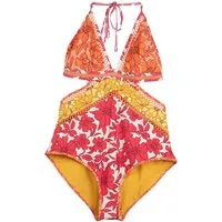 Reiss Hannah-printed One-piece Coral
