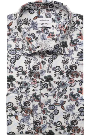 Seidensticker Overhemd mandarijn, Bedrukt