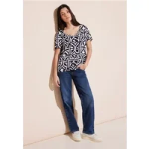 Street One Dames T-shirt met print in Blauw