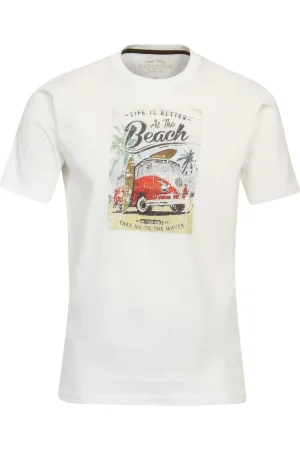 Redmond Casual T-Shirt ronde hals wit, Bedrukt