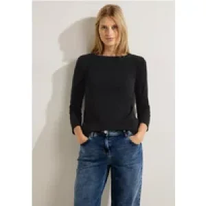 Cecil Dames Basic-shirt in effen kleur in Zwart