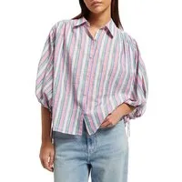 Scotch & Soda Striped Balloon Sleeve Shirt Beach Stripe