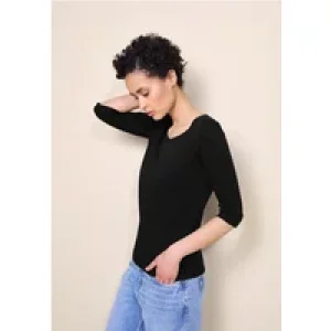 Street One Dames Shirt in effen kleur in Zwart