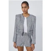 IRO Paris Hakilo Cropped Jacket In Black/white/silver