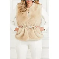 GUESS Honey Faux Fur Vest Fawn Taupe