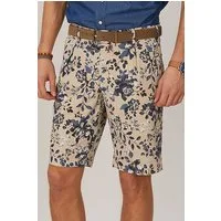River Woods Blue Flower Print Pleat Short