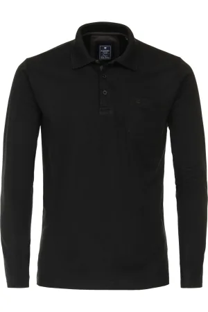Redmond Casual Polo shirt zwart, Effen