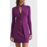 Reiss Blakely-ribbed Cardigan Magenta