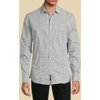 GUESS Italian Colla Rou Aop White And Blue Casual Shirt