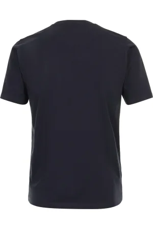 Redmond Casual T-Shirt ronde hals blauw, Bedrukt