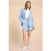 White Stuff Loren Linen Blend Blazer Chambray Blue