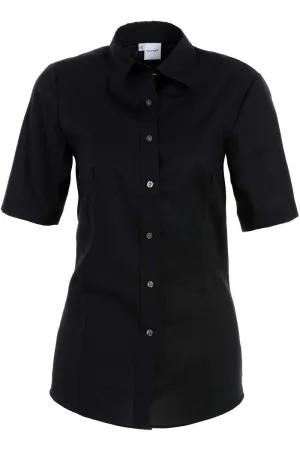 OLYMP Tendenz Dames Overhemd zwart, Effen