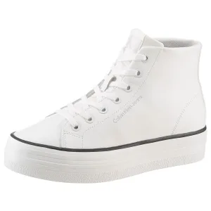 Calvin Klein Plateausneakers BOLD VULC FLATF MID LTH IN high top sneaker, veterschoenen met ck-logo op de hak