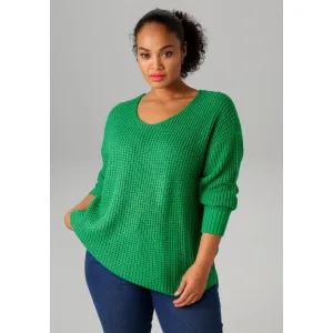 Aniston PLUS Gebreide trui in subtiele ajour-breipatroon – nieuwe collectie