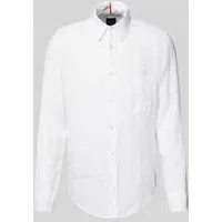 Boss Orange Regular fit linnen overhemd met borstzak, model ‘Relegant’