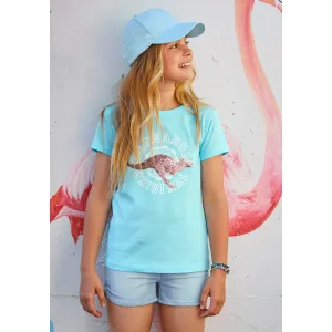 KangaROOS T-shirt Met paillettenapplicatie Korte mouwen, getailleerde snit, met logoprint en pailletten