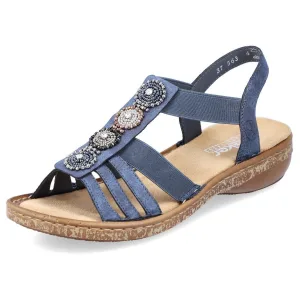 Rieker Sandalen zomerschoen, sandaal, sleehak, met decoratieve parels