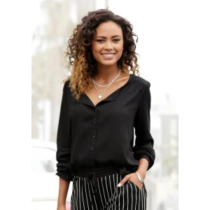 Buffalo Blouse zonder sluiting met knoopsluiting, basic, blouse met lange mouwen